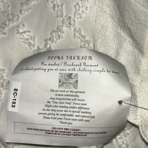 FOCUS USA Sz L Shirred Chenille Diamond Cotton Jacket Topper Off White Button-Up - Picture 9 of 9